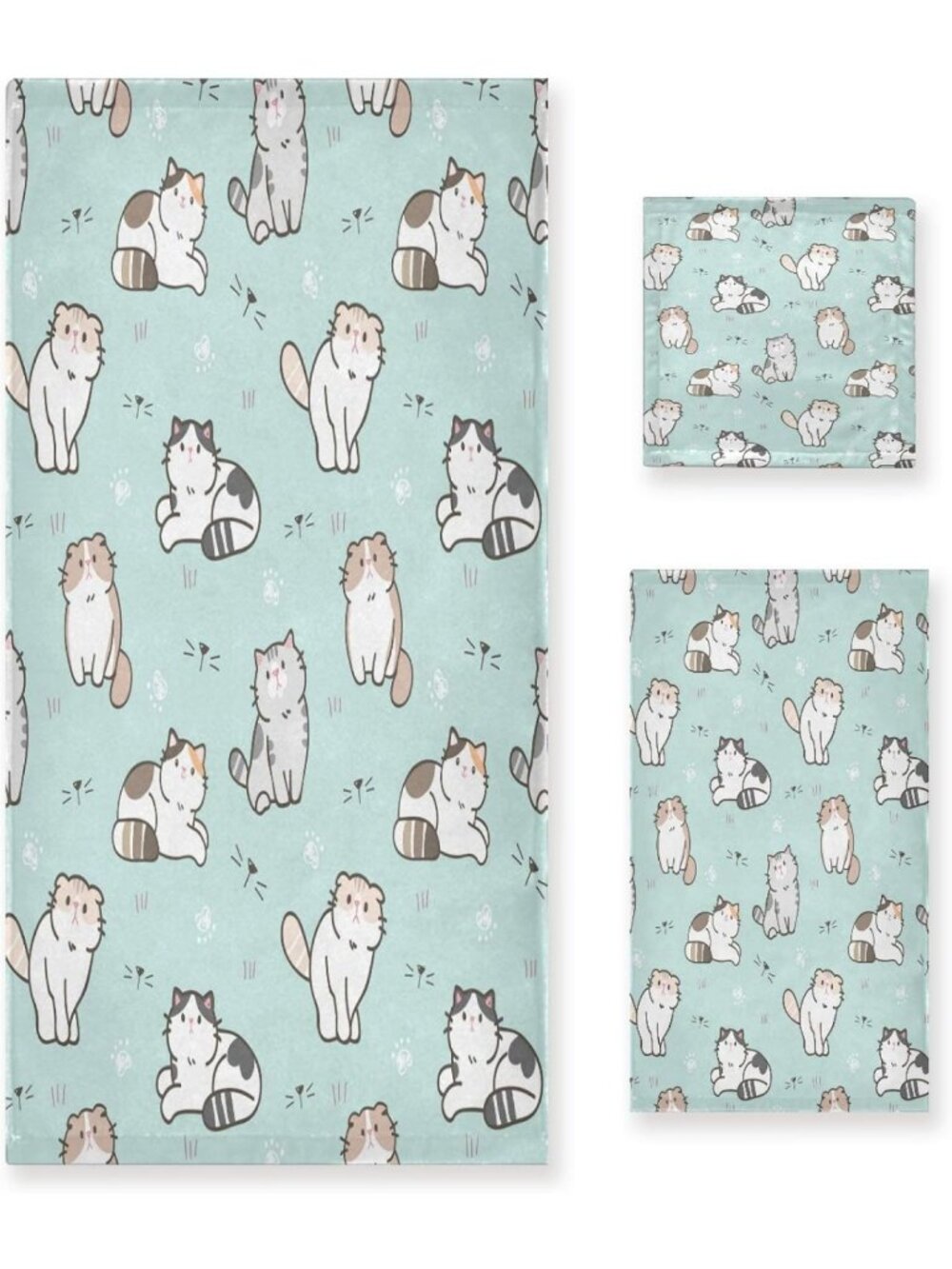 Adorable Cat Bath Towels Set - Soft, Absorbent & Cozy 3-Piece Towel Set for Home